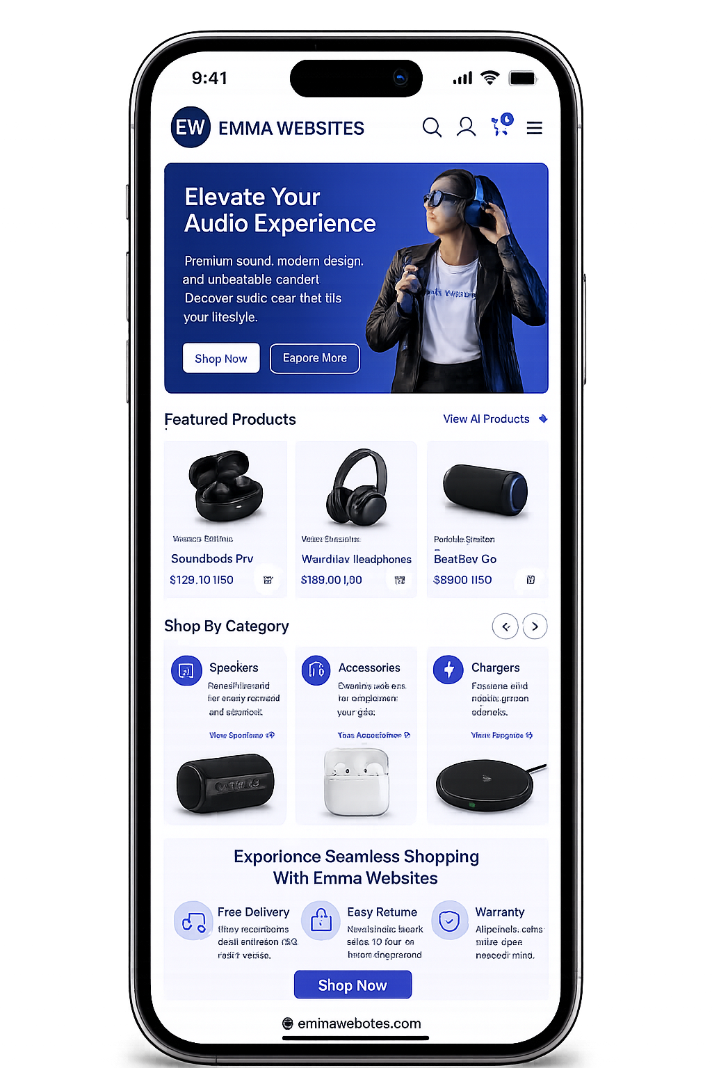 Ecommerce website design by Emma Websites for online businesses phone version