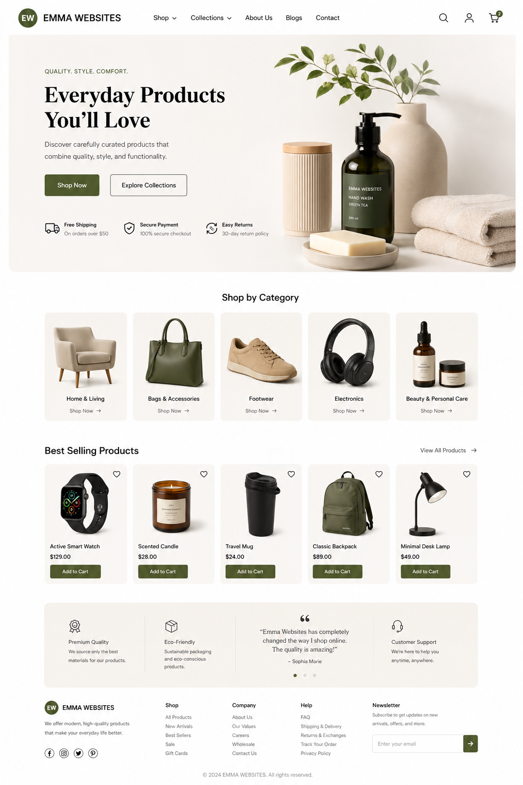 Ecommerce business website design by Emma Websites