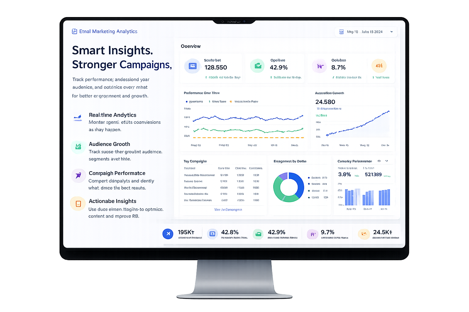 Email marketing dashboard displayed on iMac from Emma Websites