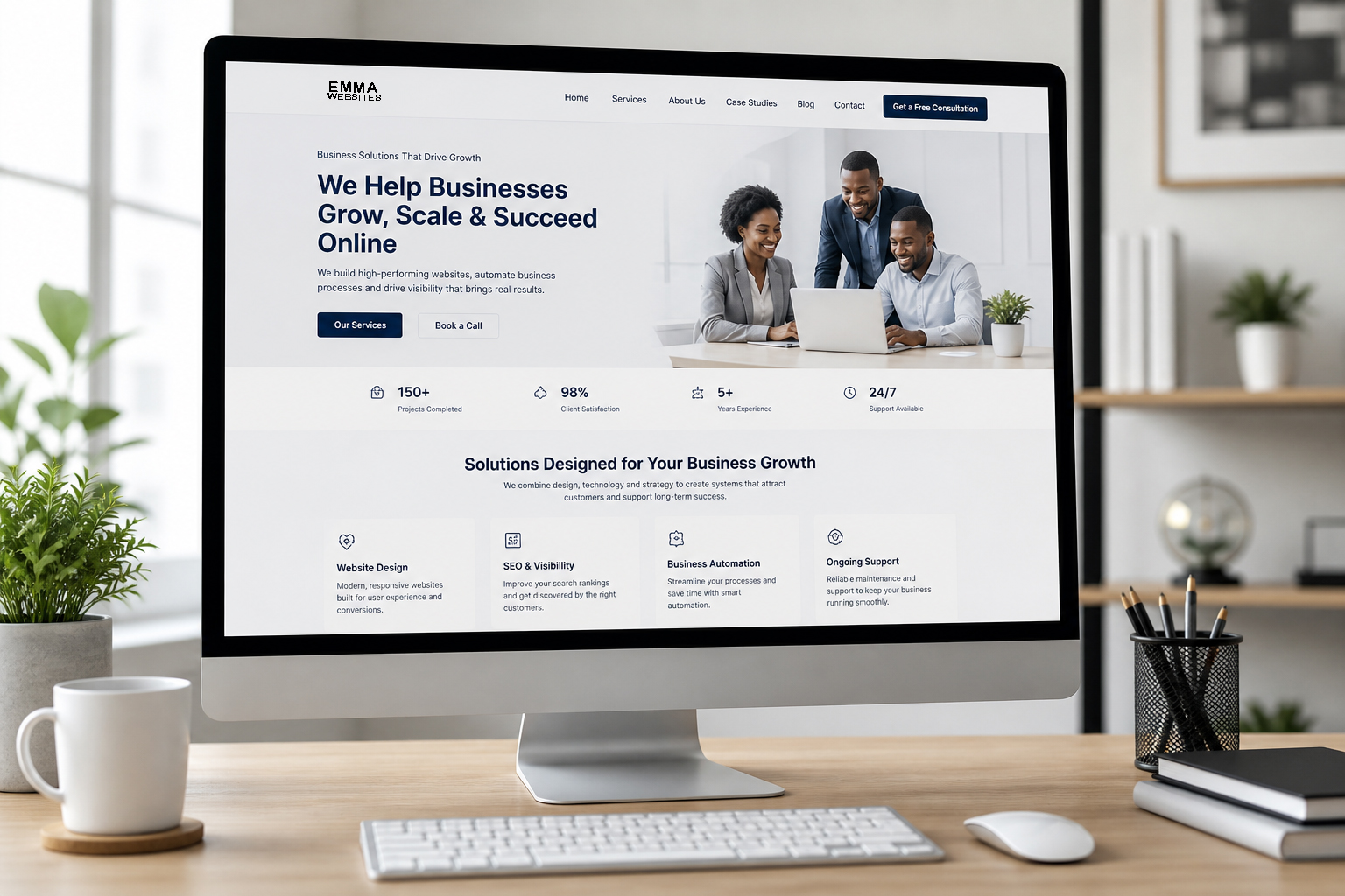 Example of a well-structured website layout on desktop by Emma Websites