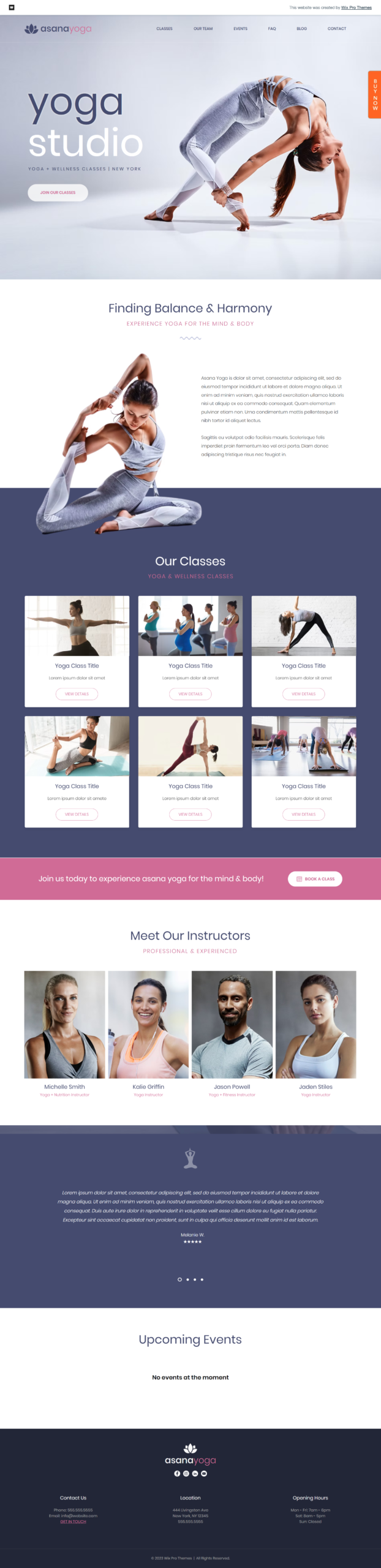 Yoga and fitness website design sample