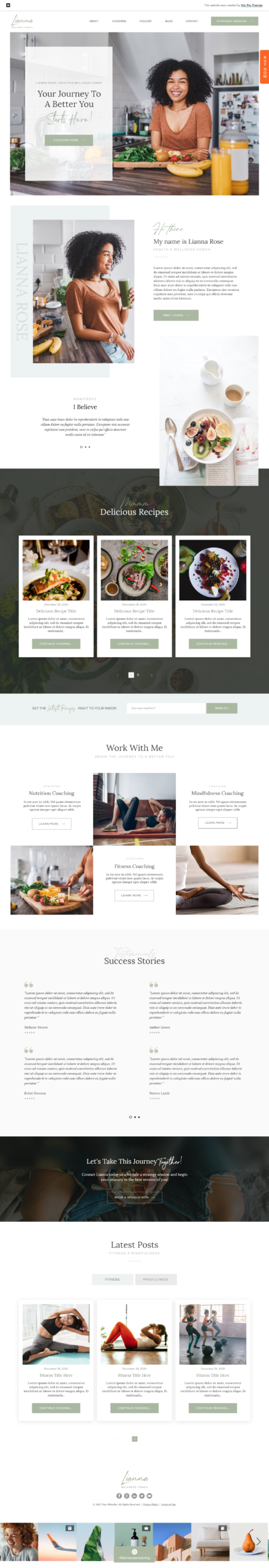 Wix health coach and entrepreneur website design sample