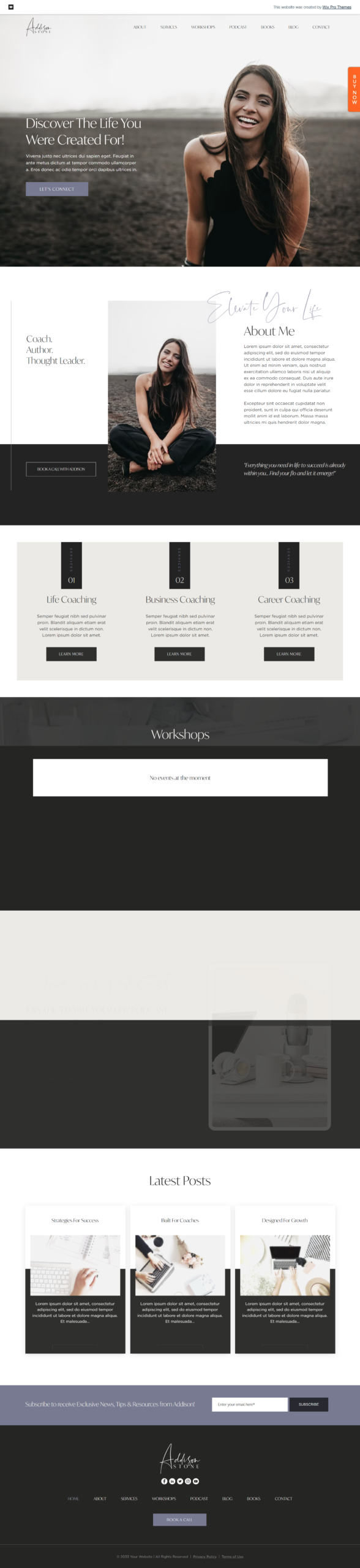 Wix coach and entrepreneur website design sample