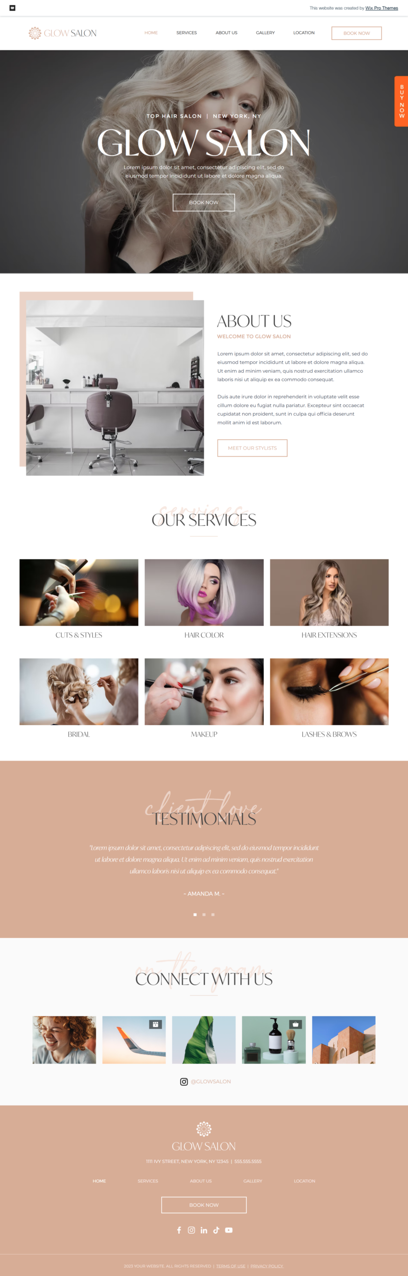 Hair salon website design sample