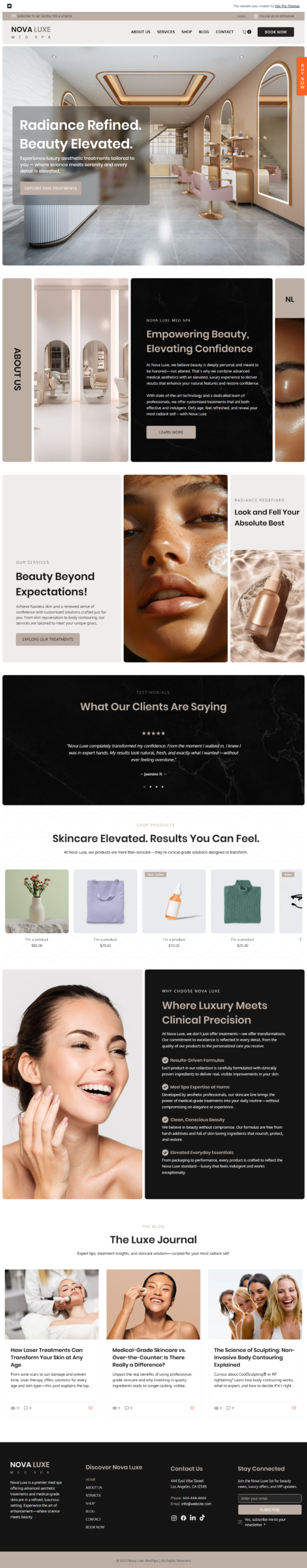 Aesthetics website design sample