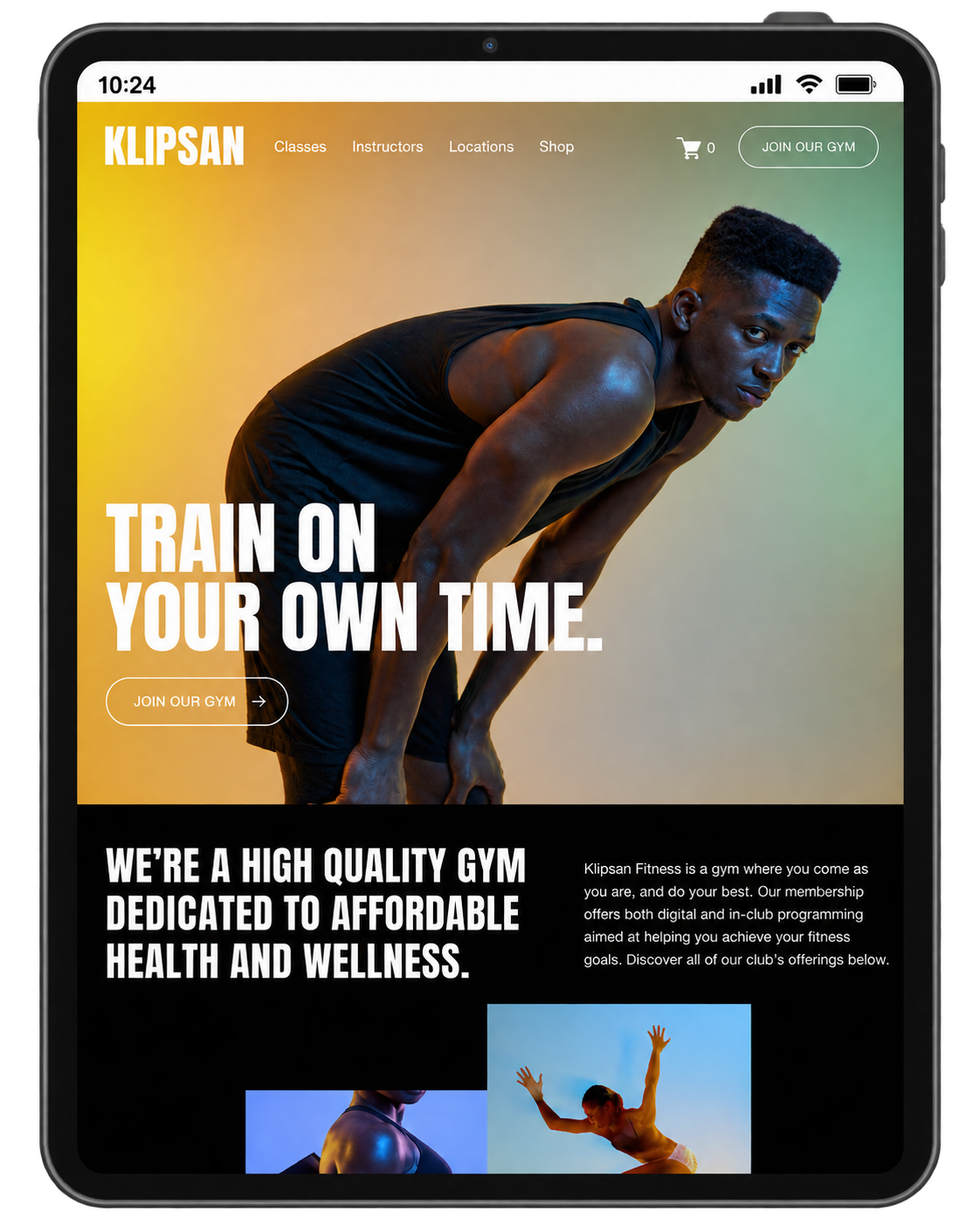 Squarespace website design sample 1 displayed on tablet