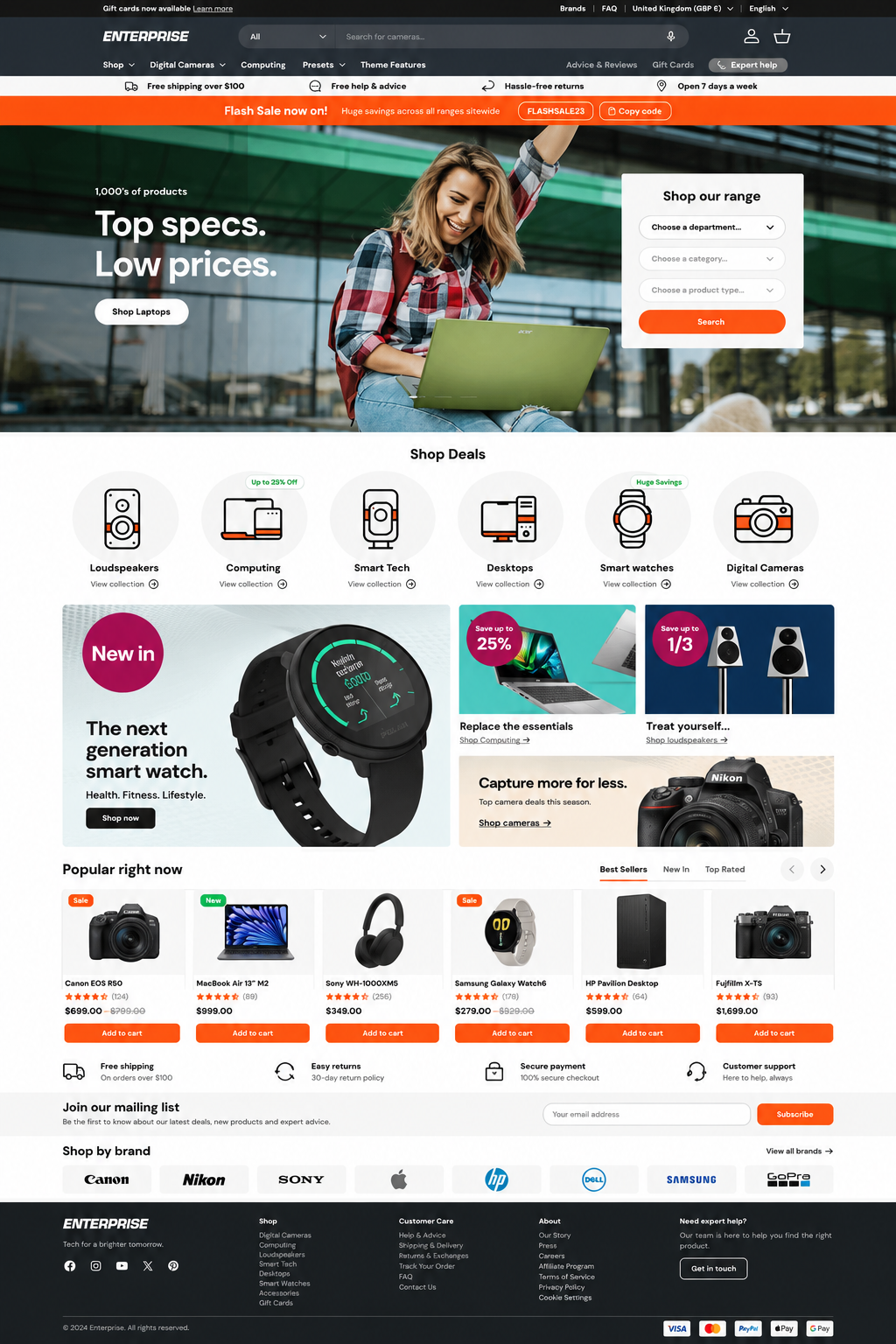 Gadget Store Shopify website design using Enterprise