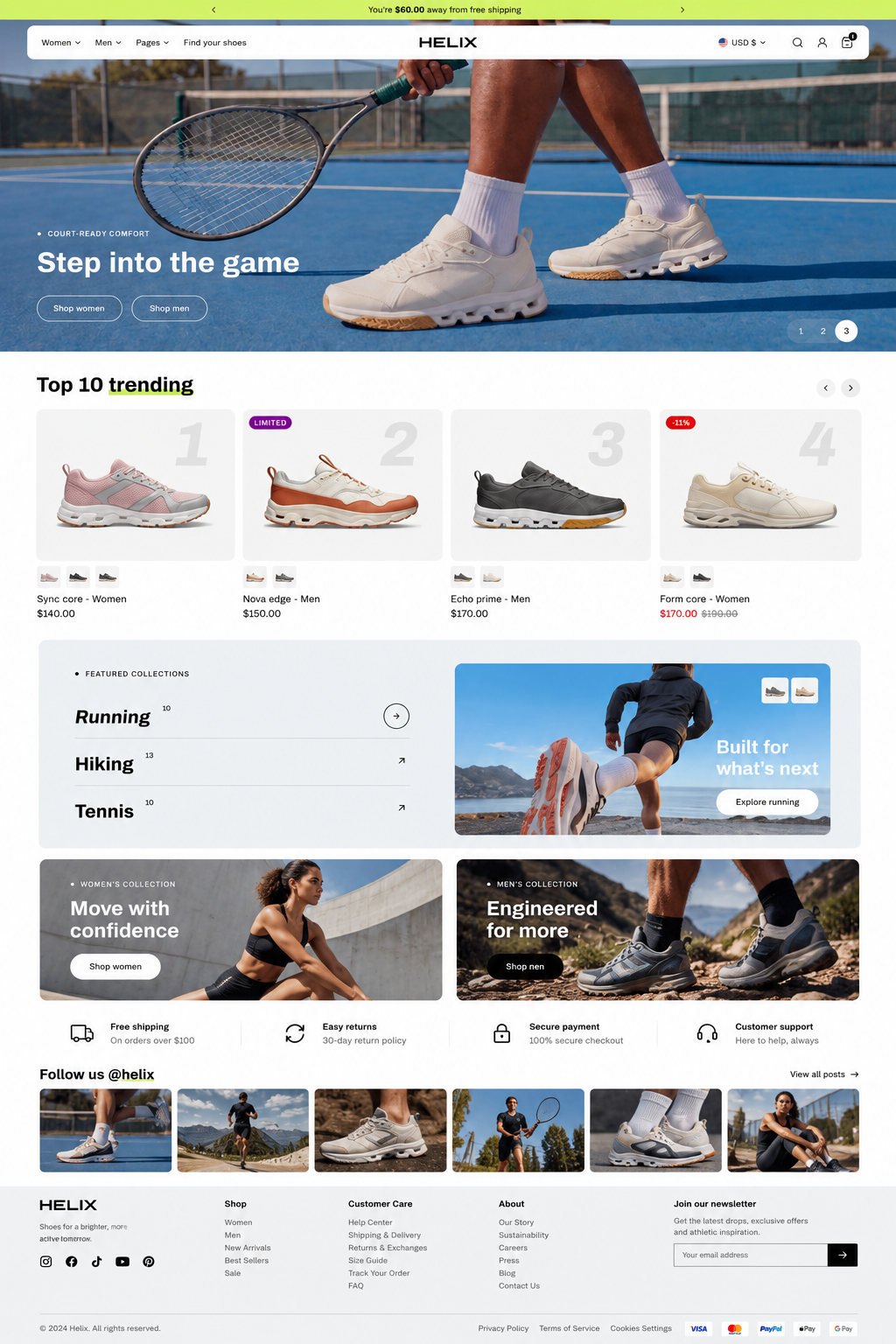 Shoe Store Shopify website design using Helix