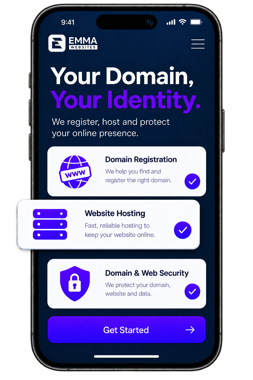Website hosting service mockup by Emma Websites