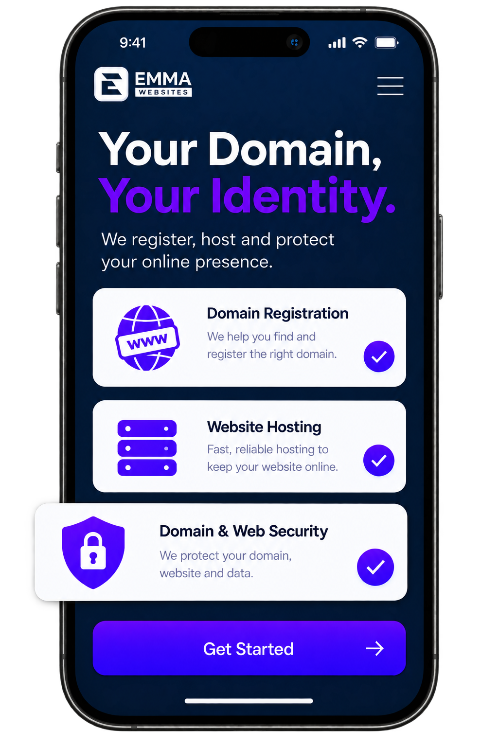 Domain and website hosting security mockup by Emma Websites